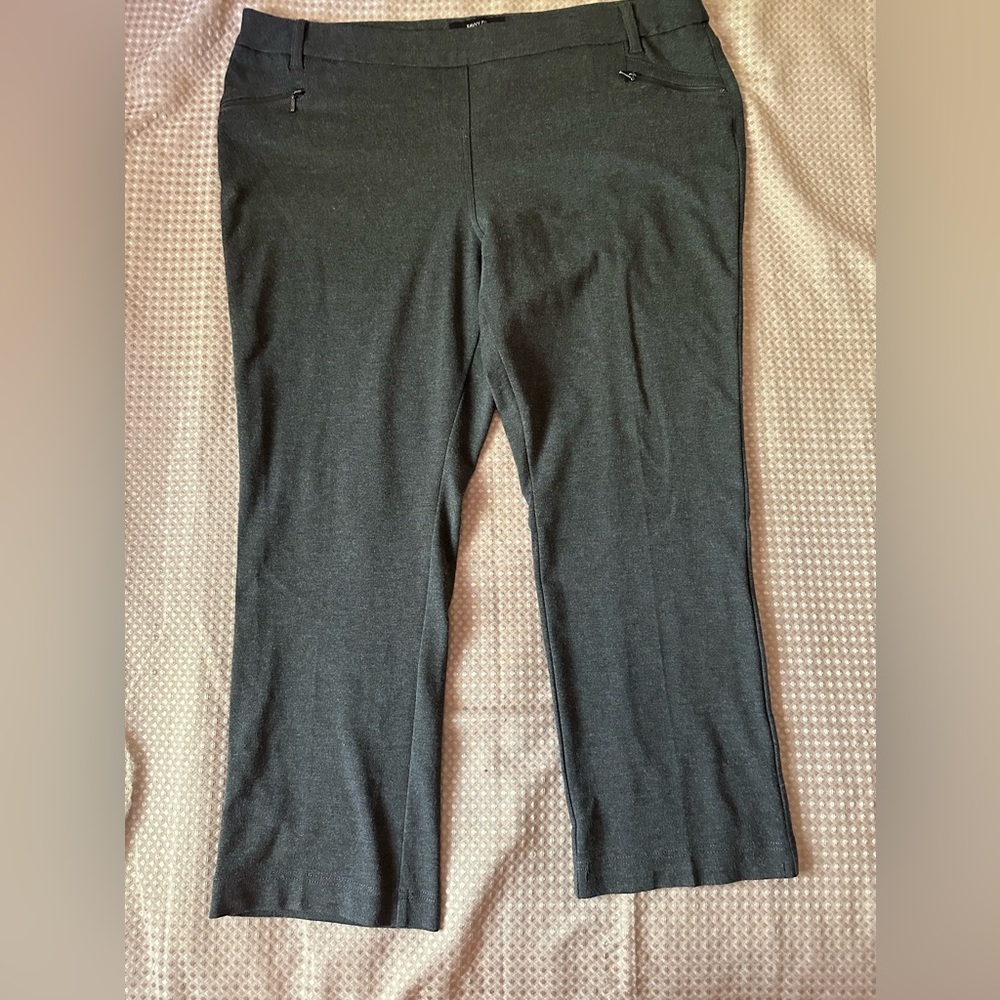 🍉 Penningtons Trousers Straight Leg pull on, dark heathered grey 2X EUC